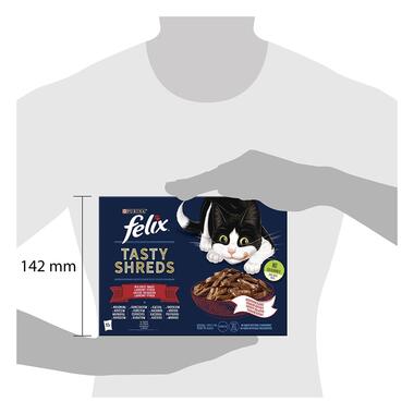 Felix® Tasty Shreds s hovězím, kuřetem, kachnou, krůtou ve šťávě 12x80 g