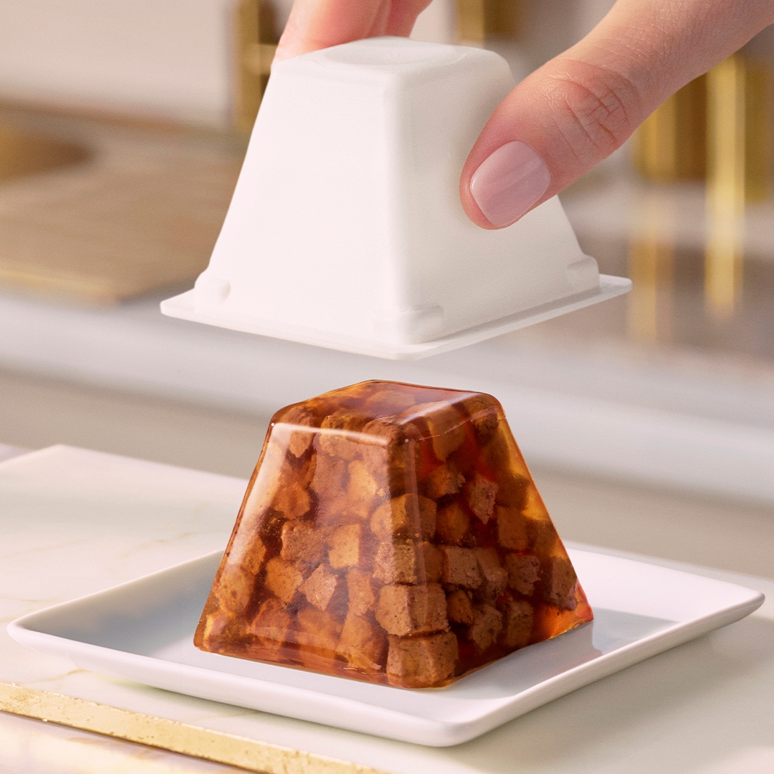 Kočka sedící před krmivem Gourmet® Revelations®
