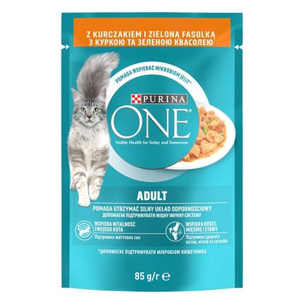 PURINA ONE ADULT mini filetky s kuřetem a zelenými fazolkami ve šťávě