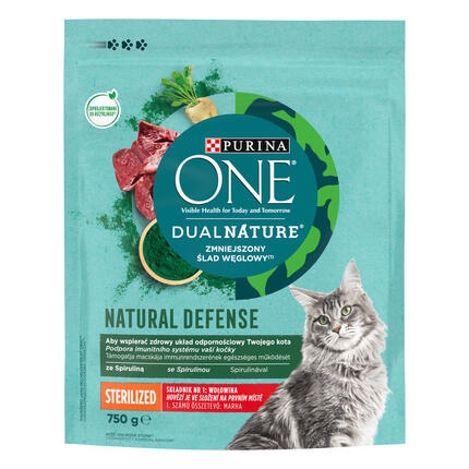 PURINA ONE Dual Nature Sterilcat Spirulina s hovězím