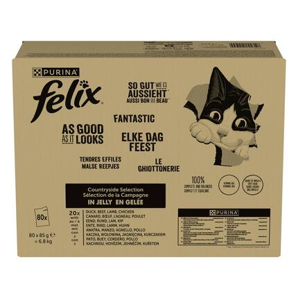 FELIX Fantastic Multipack s hovězím, kuřetem, kachnou, jehněčím v želé 80x85 g