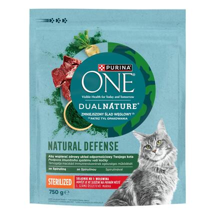 Purina ONE Dual Nature Sterilised granule pro kočky spirulina, hovězí