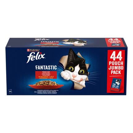 Felix Fantastic kapsičky pro kočky hovězí, kuře, kachna, jehněčí v želé 44×85 g