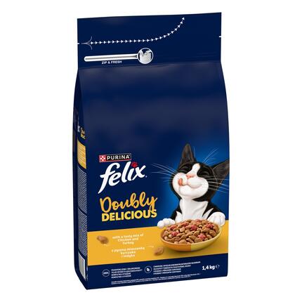 Felix® Doubly Delicious s lahodnou kombinací kuřete a krůty, bohaté na červenou řepu