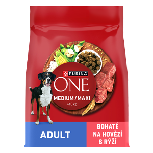Purina ONE® Medium/Maxi Adult, granule pro psy hovězí