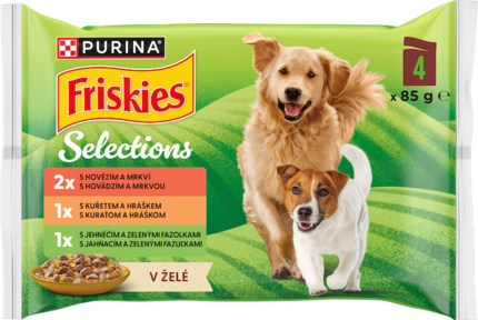FRISKIES dog adult multipack s hovězím, kuřetem a jehněčím v želé - přední strana
