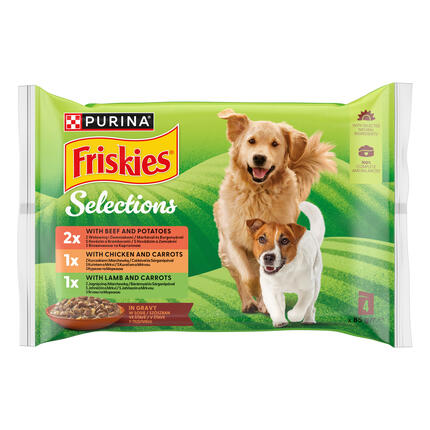 Friskies® multipack dospělý pes ve šťávě (mix příchutí) - přední strana obalu