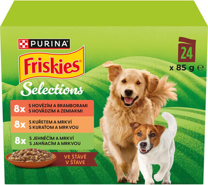 Přední strana obalu Friskies Selections