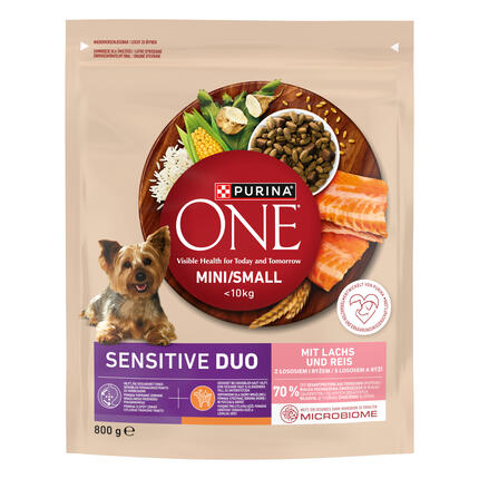 PURINA ONE® MINI Sensitive – losos - přední strana