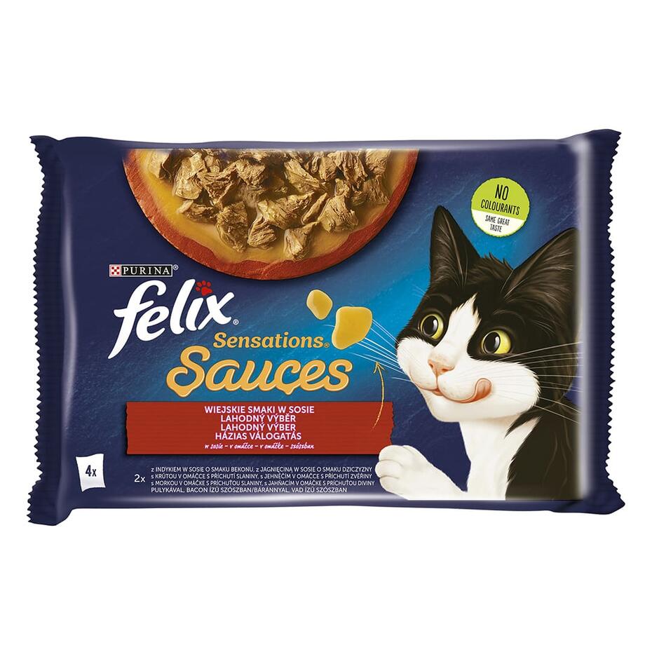 Felix Sensations Sauces multipack s krůtou a jehněčím v lahodné omáčce 4x85 g