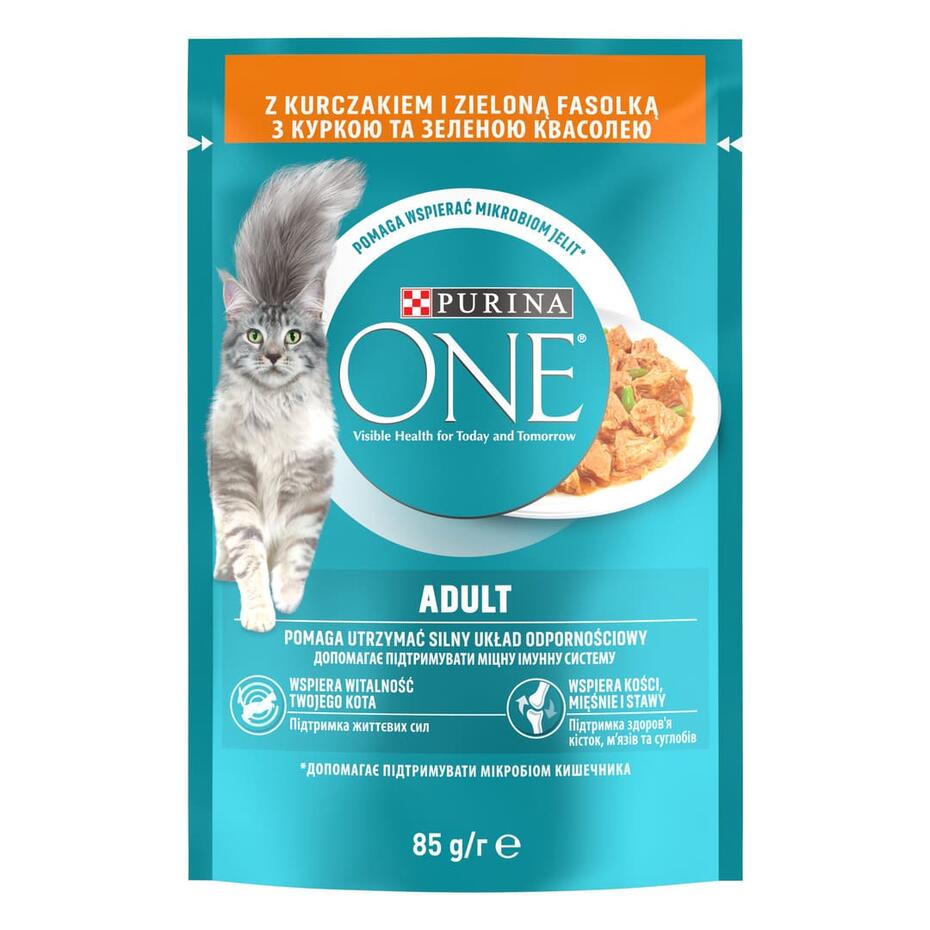 PURINA ONE ADULT mini filetky s kuřetem a zelenými fazolkami ve šťávě