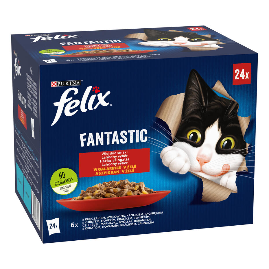Felix Fantastic multipack s kuřetem, hovězím, králíkem a jehněčím v želé 24x85 g