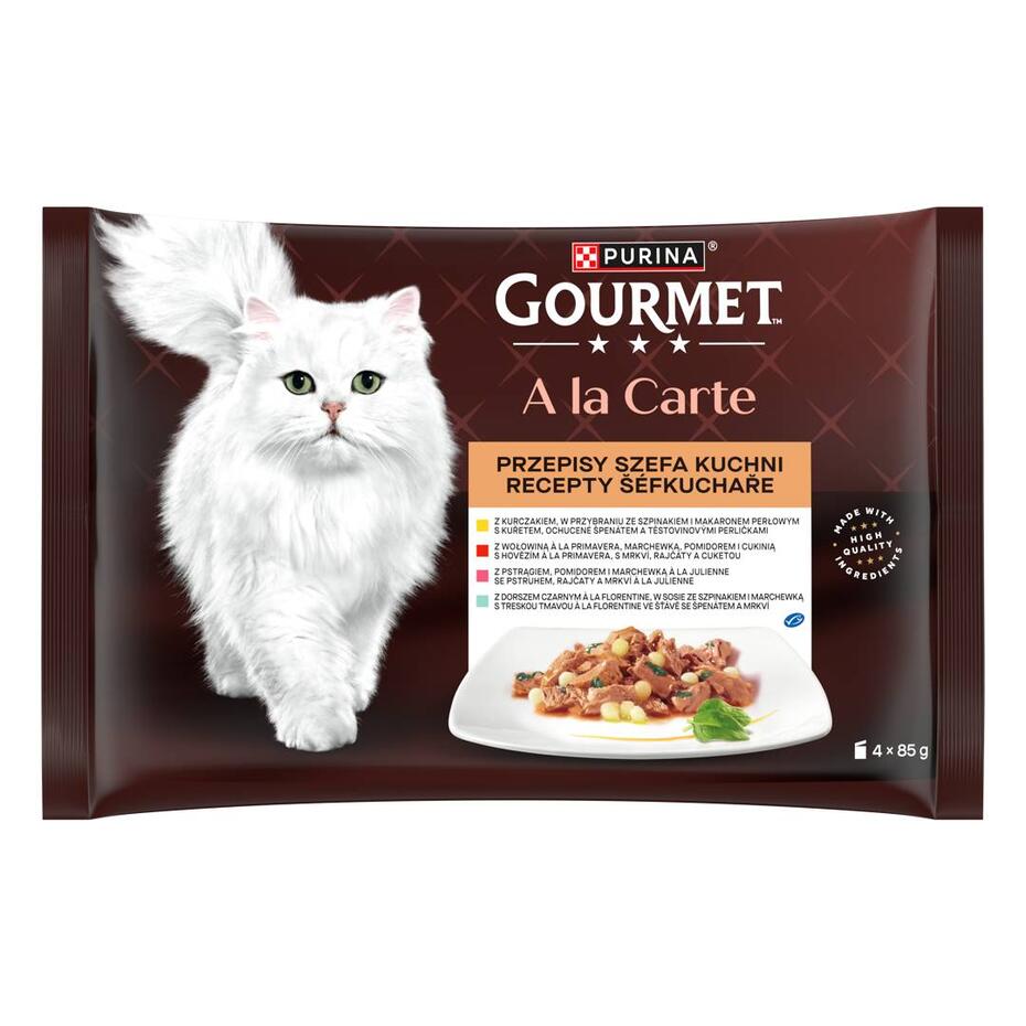 Gourmet A la Carte kapsičky pro kočky kuře, hovězí, pstruh, treska tmavá