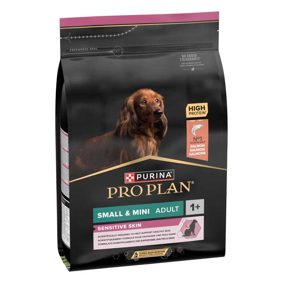 PURINA® PRO PLAN® Small & Mini Adult Dog Sensitive Skin, granule pro psy s lososem
