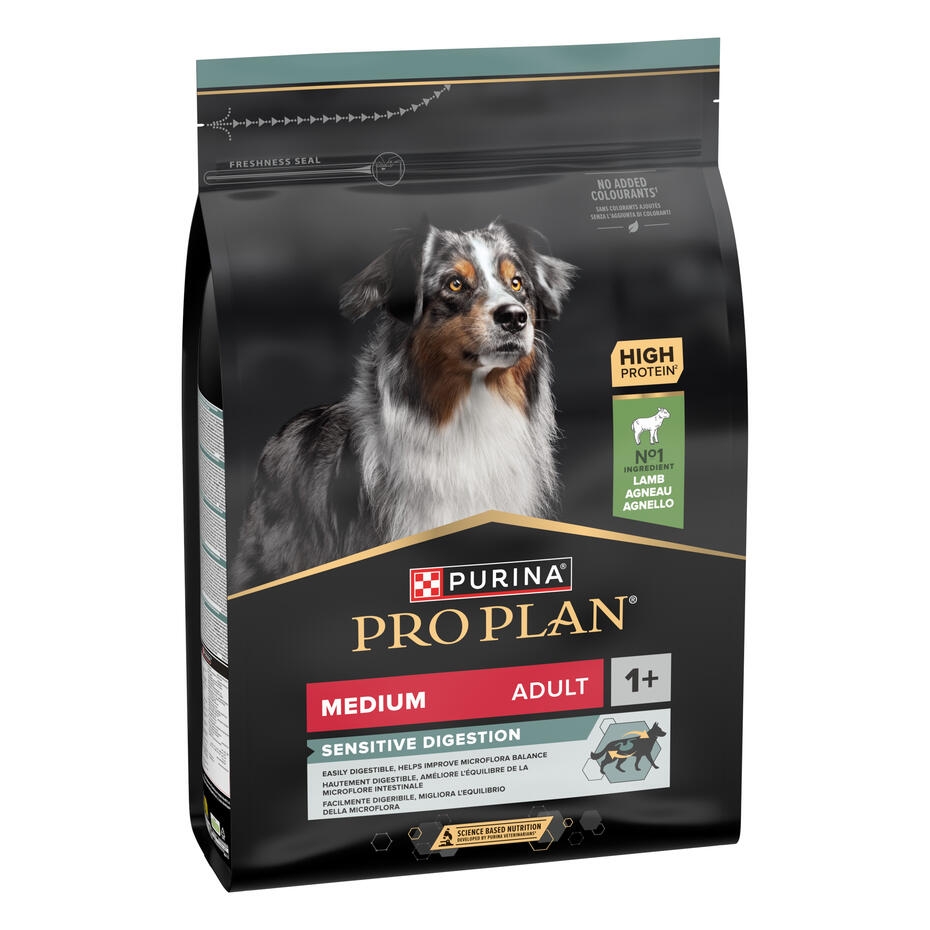 ​PURINA® PRO PLAN® Medium Adult Sensitive Digestion pro citlivé zažívání, s vysokým obsahem jehněčího