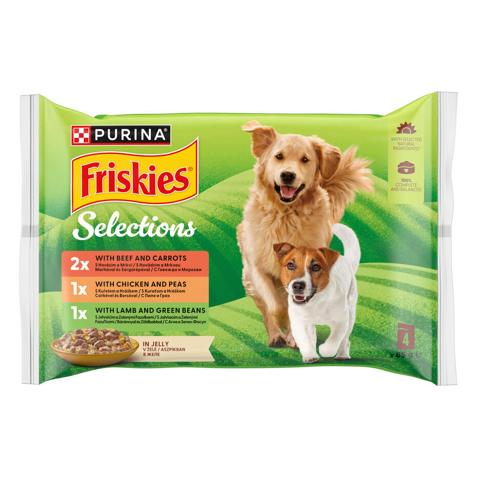 Friskies® multipack dospělý pes v želé (mix příchutí) - přední strana obalu