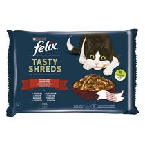 Felix® Tasty Shreds s hovězím a kuřetem ve šťávě 4x80 g