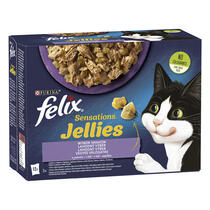 Felix Sensations Jellies multipack výběr s jehněčím, makrelou, treskou, krůtou v lahodném želé 12x85 g
