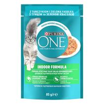 PURINA ONE INDOOR mini filetky s tuňákem a zelenými fazolkami ve šťávě