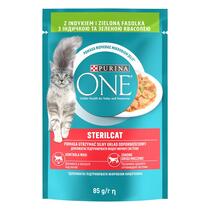 PURINA ONE STERILCAT mini filetky s krůtou a zelenými fazolkami ve šťávě