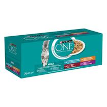 PURINA ONE Multipack ADULT minifiletky s jehněčím/mořskými rybami/kuřetem/hovězím a zeleninou ve šťávě