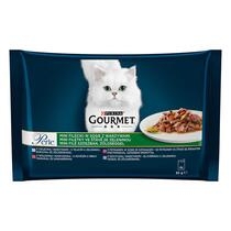 GOURMET Perle multipack mini filetky telecí se zeleninou/zvěřina se zeleninou/hovězí s mrkví/pstruh se špenátem ve šťávě