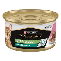 PRO PLAN CAT STERILISED tuňák a losos v paštice 24x85g, konzerva 