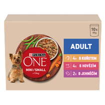 Purina® ONE® Mini Dog Adult kapsičky pro psy kuře, hovězí, jehněčí ve šťávě