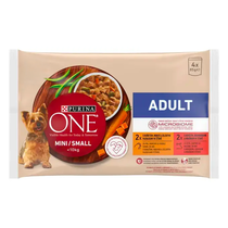 PURINA ONE® MINI Adult – kuře a hovězí ve šťávě - přední strana obalu