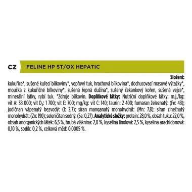 PURINA® PRO PLAN® VETERINARY DIETS Feline HP St/Ox Hepatic, granule pro kočky