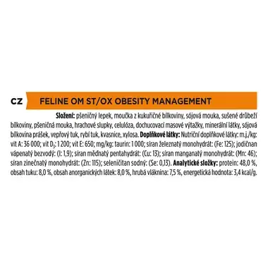 PURINA® PRO PLAN® VETERINARY DIETS Feline OM St/Ox Obesity Management, granule pro kočky