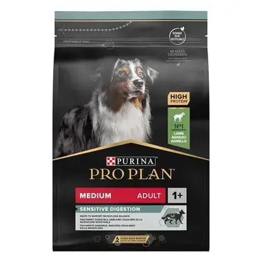 PURINA® PRO PLAN® Medium Adult s OPTIDIGEST® pro citlivé zažívání, s vysokým obsahem jehněčího