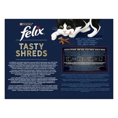 Felix® Tasty Shreds s hovězím, kuřetem, kachnou, krůtou ve šťávě 12x80 g