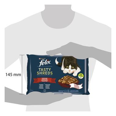 Felix® Tasty Shreds s hovězím a kuřetem ve šťávě 4x80 g
