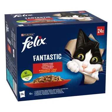 Felix Fantastic multipack s kuřetem, hovězím, králíkem a jehněčím v želé 24x85 g