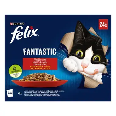 Felix Fantastic multipack s kuřetem, hovězím, králíkem a jehněčím v želé 24x85 g