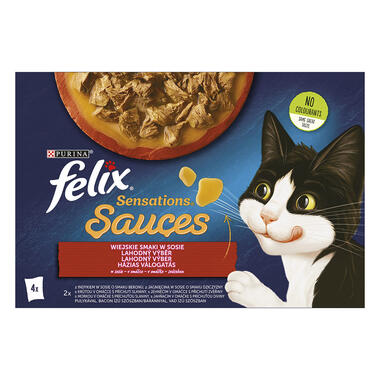 Felix Sensations Sauces multipack s krůtou a jehněčím v lahodné omáčce 4x85 g