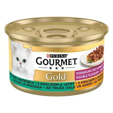 GOURMET GOLD králík a játra, dušené a grilované kousky