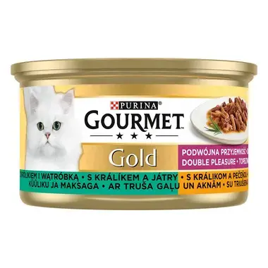 GOURMET GOLD králík a játra, dušené a grilované kousky