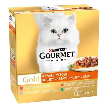 GOURMET GOLD multipack kachna, pstruh, králík, telecí ve šťávě