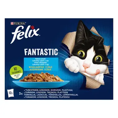 Felix Fantastic multipack s lososem, platýsem, tuňákem a treskou v želé 12x85 g
