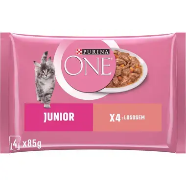 PURINA ONE Multipack JUNIOR minifiletky s lososem a mrkví ve šťávě