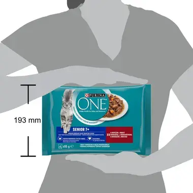 PURINA ONE Multipack SENIOR 7+ minifiletky s hovězím a mrkví ve šťávě