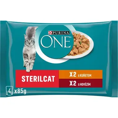 PURINA ONE Multipack STERILCAT minifiletky s kuřetem a zelenými fazolkami/s hovězím a mrkví