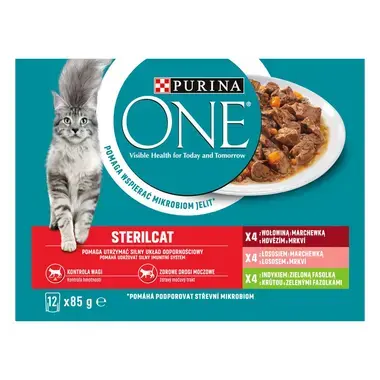 PURINA ONE Multipack STERILCAT minifiletky s hovězím a mrkví