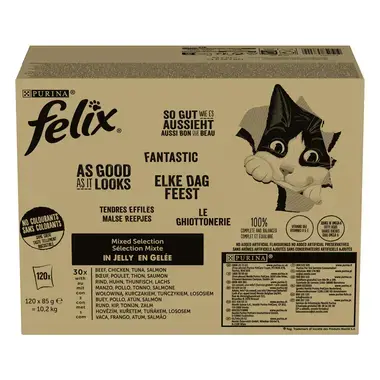 FELIX Fantastic Multipack s hovězím, kuřecím, tuňákem, lososem 120x85g