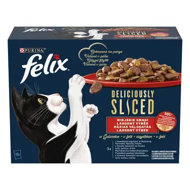 FELIX Deliciously sliced Multipack Farm selection hovězí / kuře / kachna / krůta 12x80g