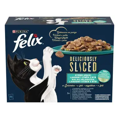 FELIX Deliciously sliced Multipack Fish selection losos/ tuňák/ treska/ platýs 12x80g