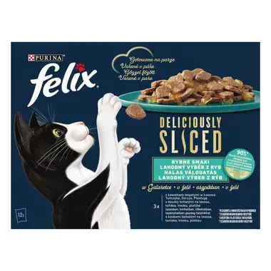 FELIX Deliciously sliced Multipack Fish selection losos/ tuňák/ treska/ platýs 12x80g