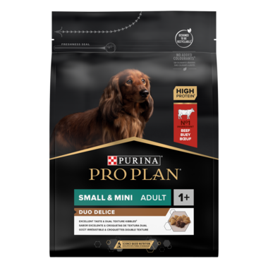 PURINA® PRO PLAN® Small & Mini Adult Dog Duo Delice, granule pro psy s hovězím